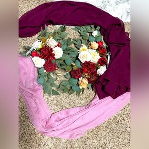 4-piece floral and drape wedding arch decor